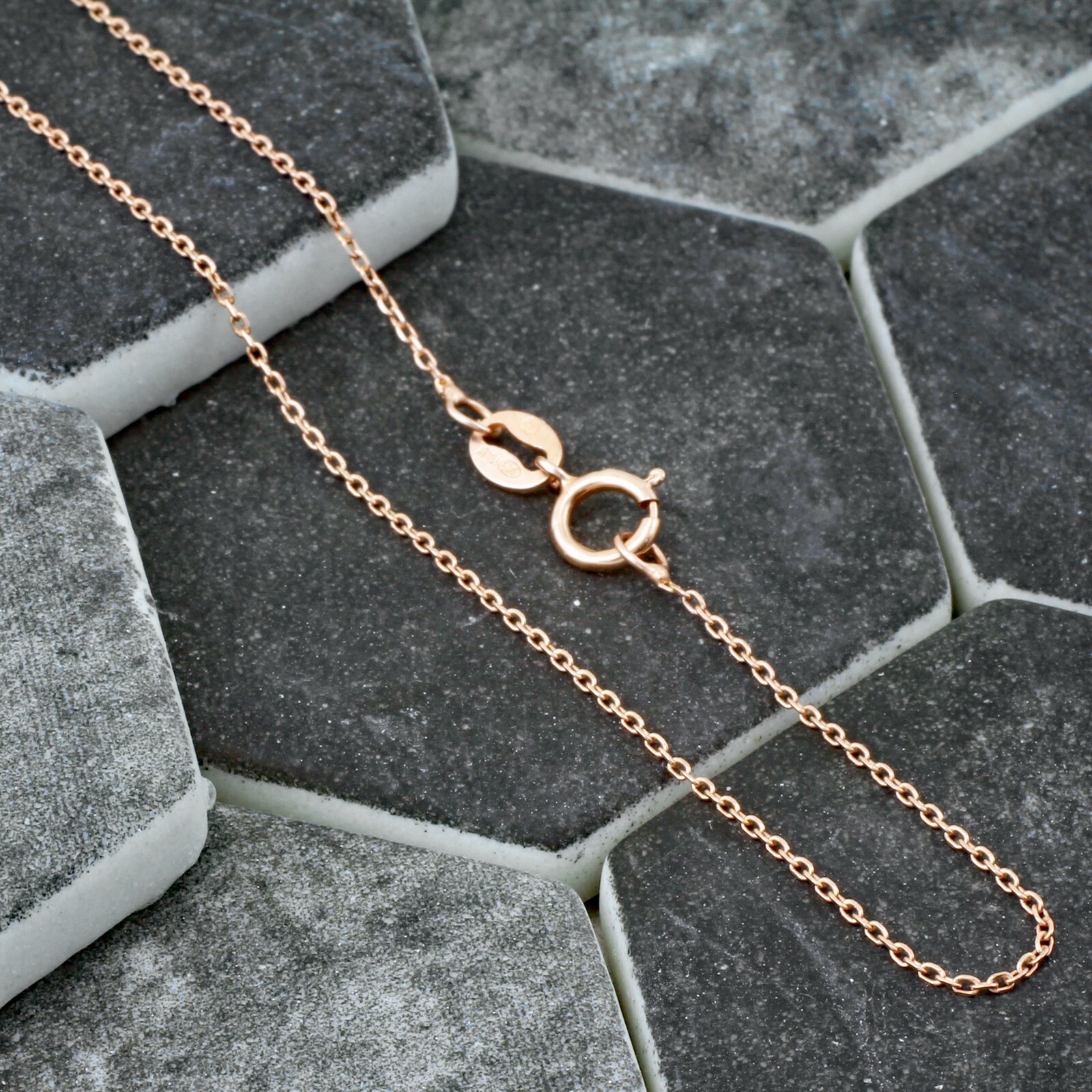 925 Sterling Silver Thin Rolo Cable Chain Necklace Rose Gold/Gold Plated Rhodium