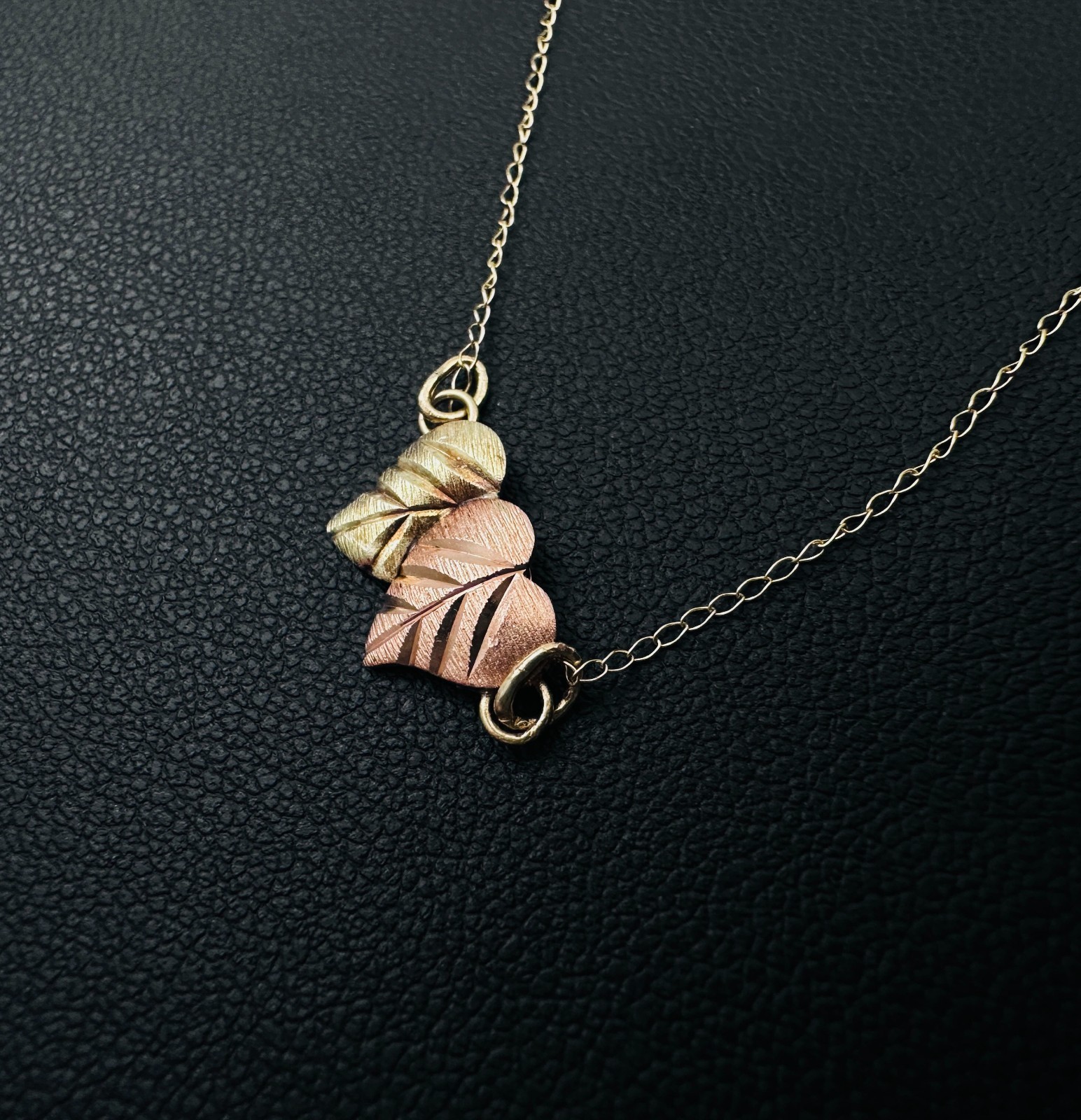 Solid 10K Multi-Tone Gold Black Hills Leaf Slider Pendant / Bracelet Attachment
