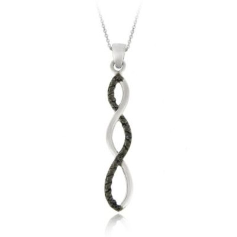 925 Silver Black Diamond Accent Infinity Necklace, 18″