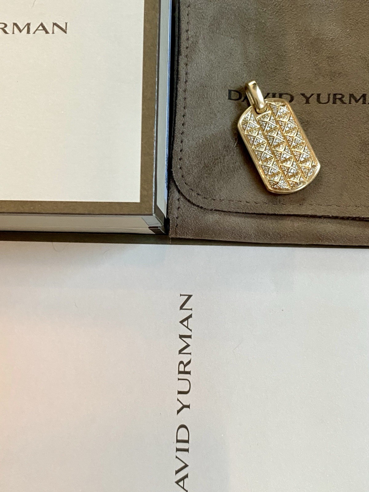 David Yurman 18k Gold Diamond Pyramid Pendant 1.75” $12,500 23.4 Gram