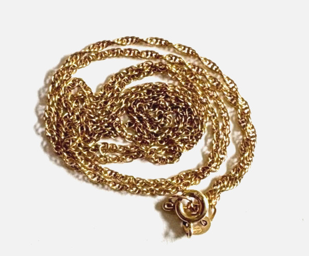 1OK YELLOW GOLD 1MM TWISTED ROPE 20″ CHAIN BY UNOAERRE, ITALY
