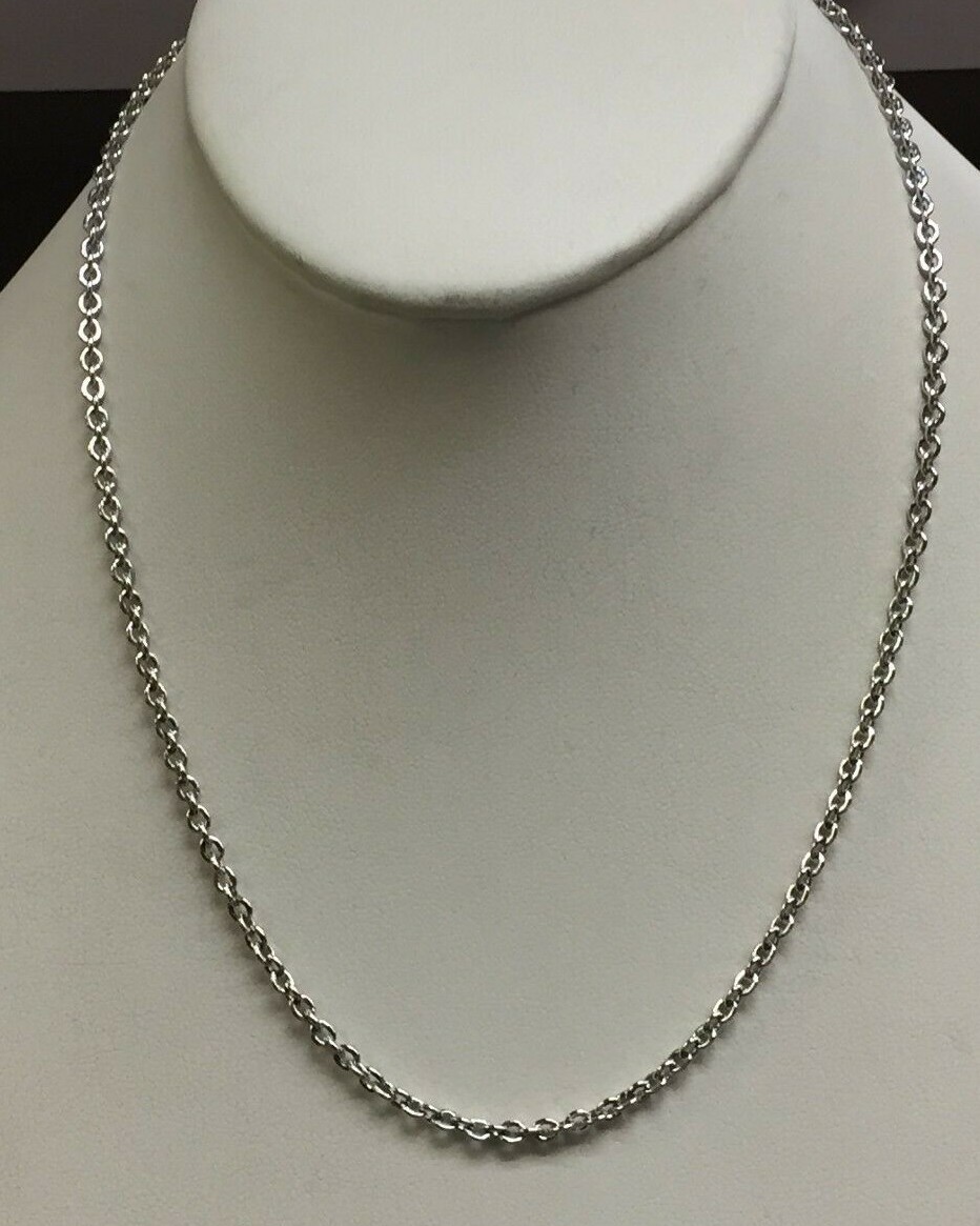 14k White Gold Cable Link Pendant Chain/Necklace 24″ 2.2 mm 3.7 grams WRCAB60
