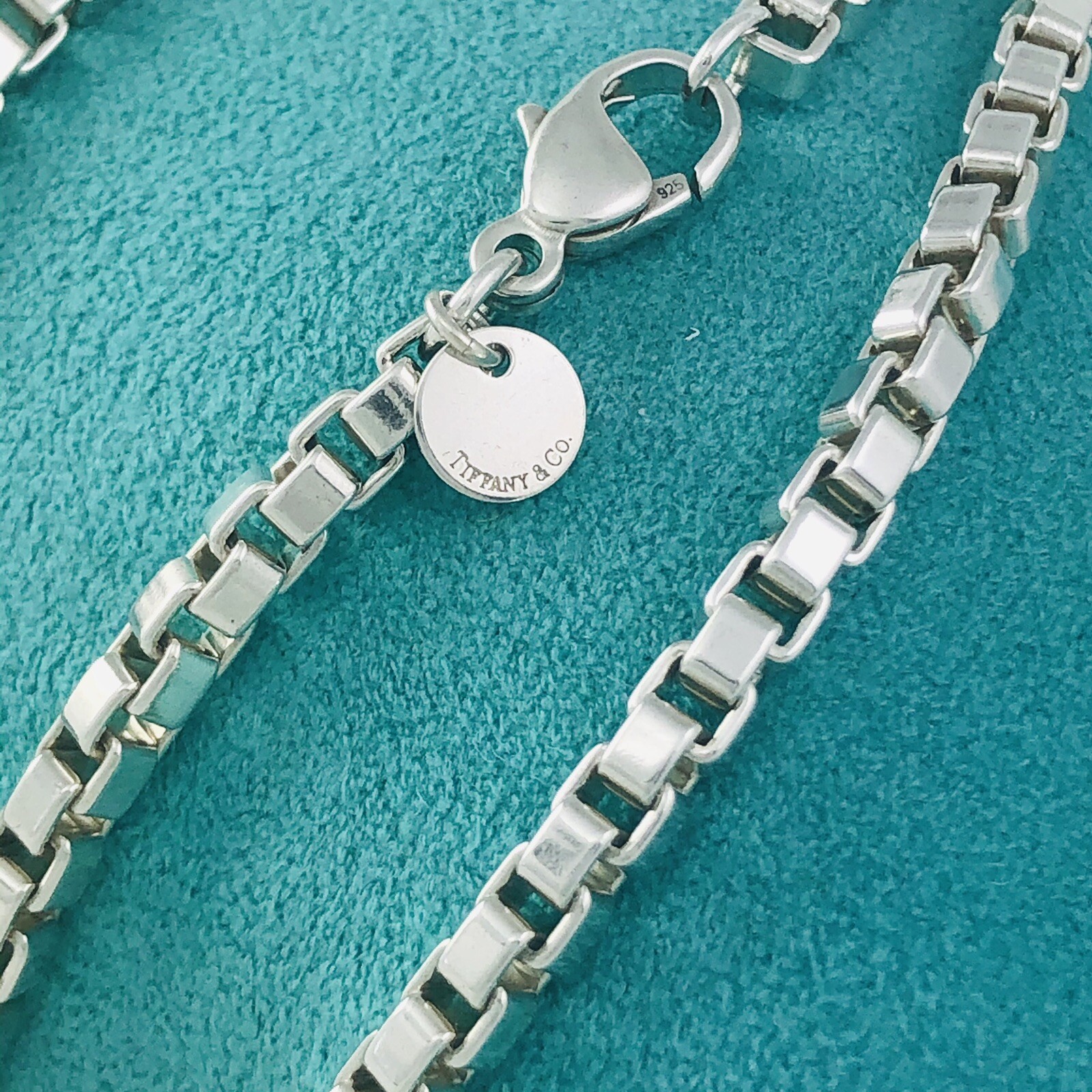 24″ Tiffany & Co Mens Unisex Venetian Box Link Necklace in Sterling Silver