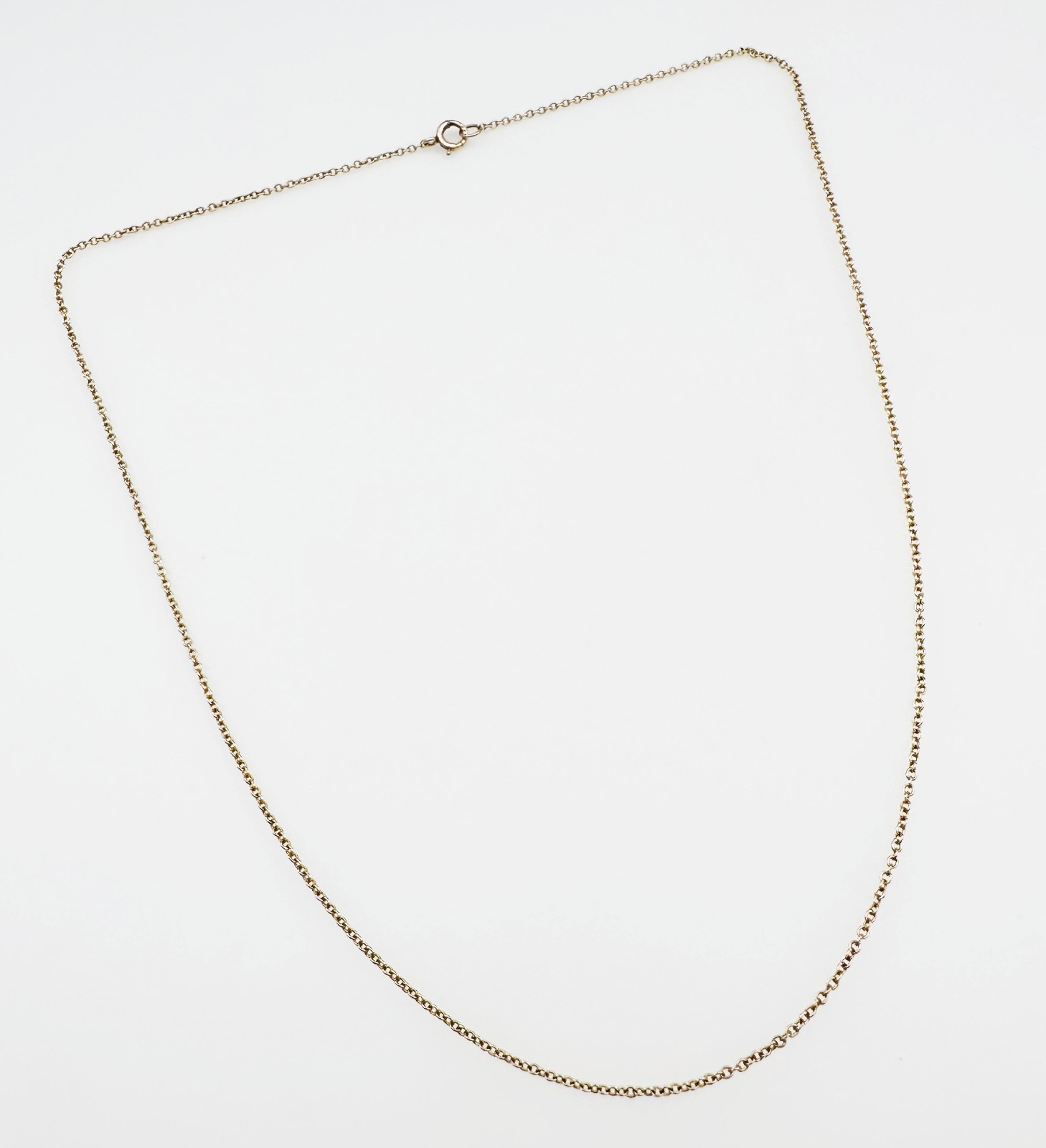 Vintage Solid 10K Yellow Gold Rolo Link Chain Necklace, 1.1mm, 15 3/8″