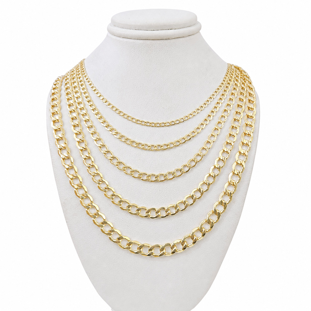 Real 10k Gold Cuban Curb Chain Necklace 16″-30″ In 2.5mm 3mm 4mm 5mm 6mm