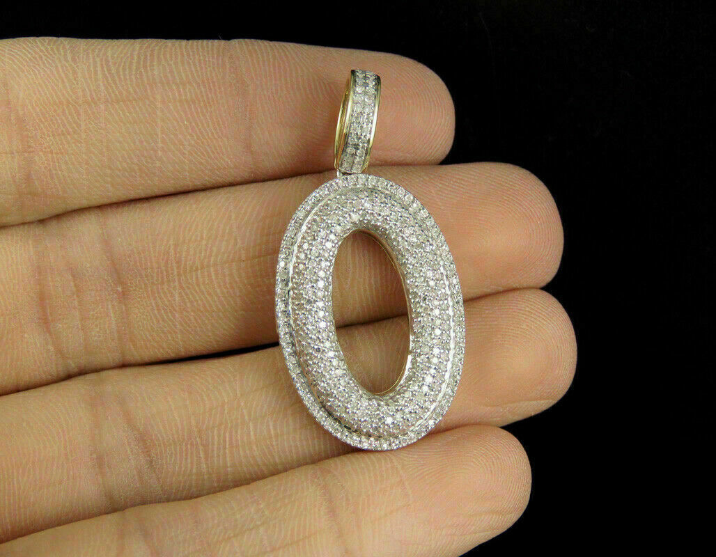 0.80Ct Round Cut VVS1/D Bubble Diamond Letter O Pendant 14K Yellow Gold Finish