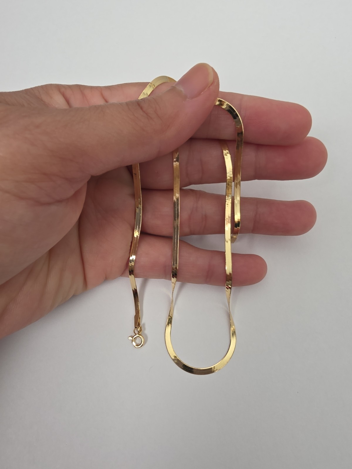 18K Real Gold Flat Chain 17.5″