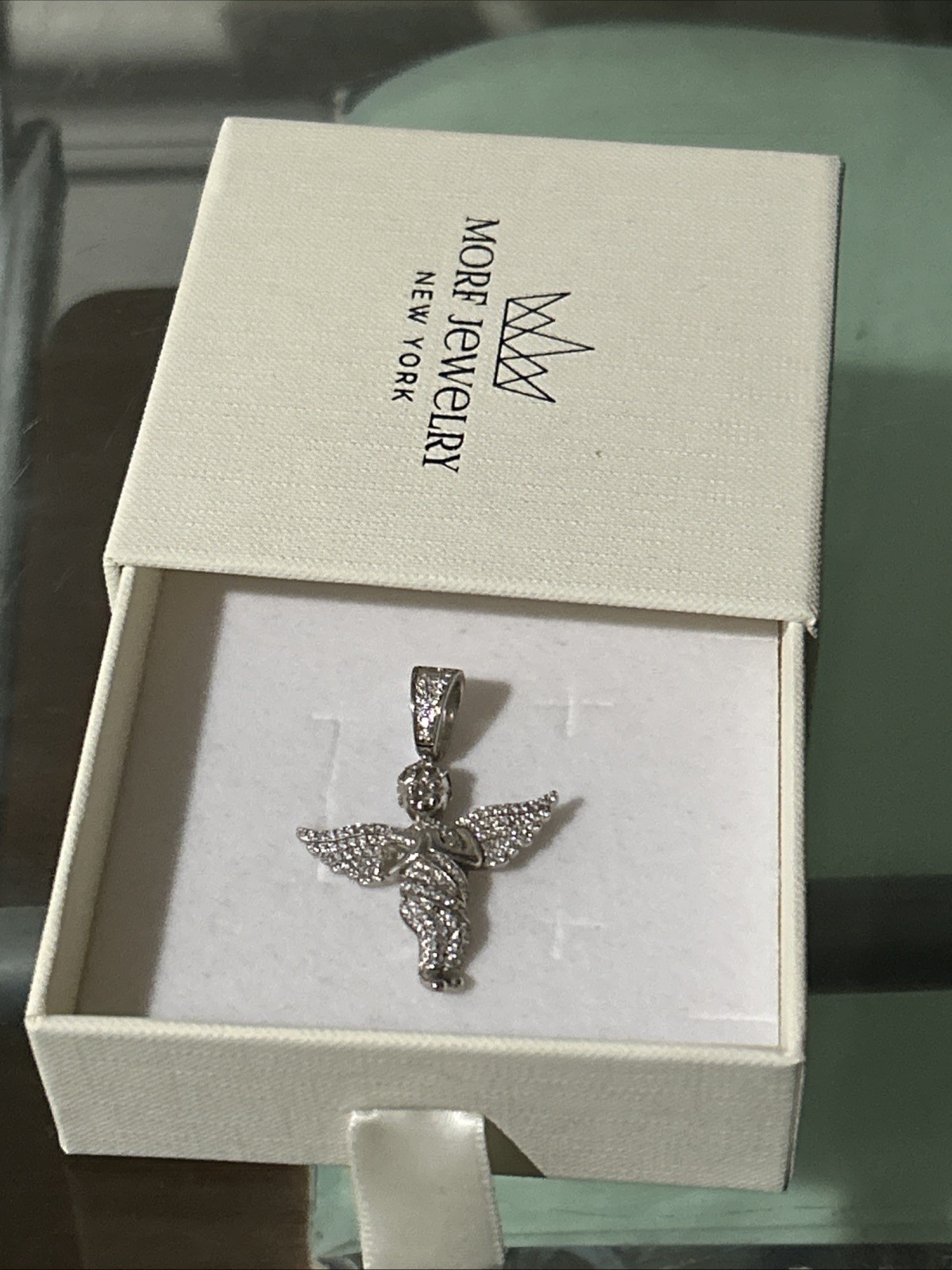 angel pendant sterling silver moissanite