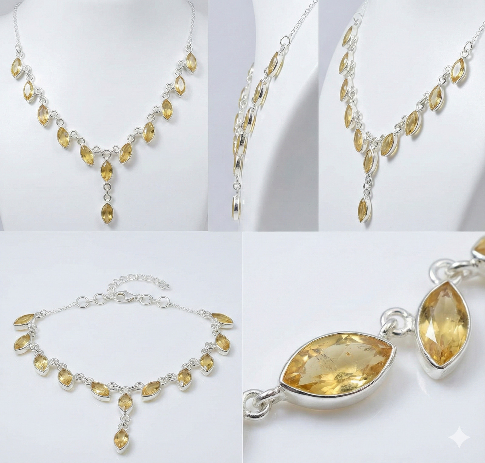Yellow Citrine Gemstone Handmade 925 Sterling Silver Jewelry Necklace Size-18