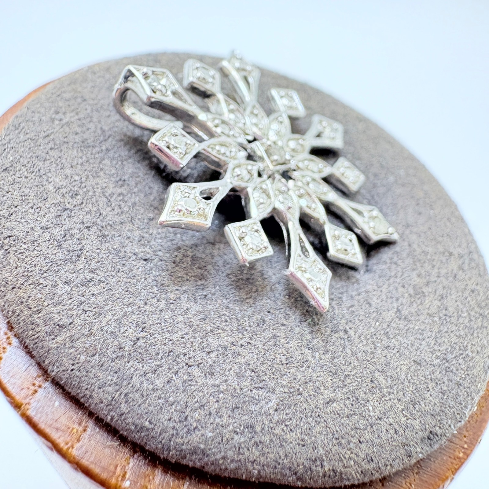 Illusion Stone Snowflake Pendant Sterling Silver 925 Size 0.75″ Length
