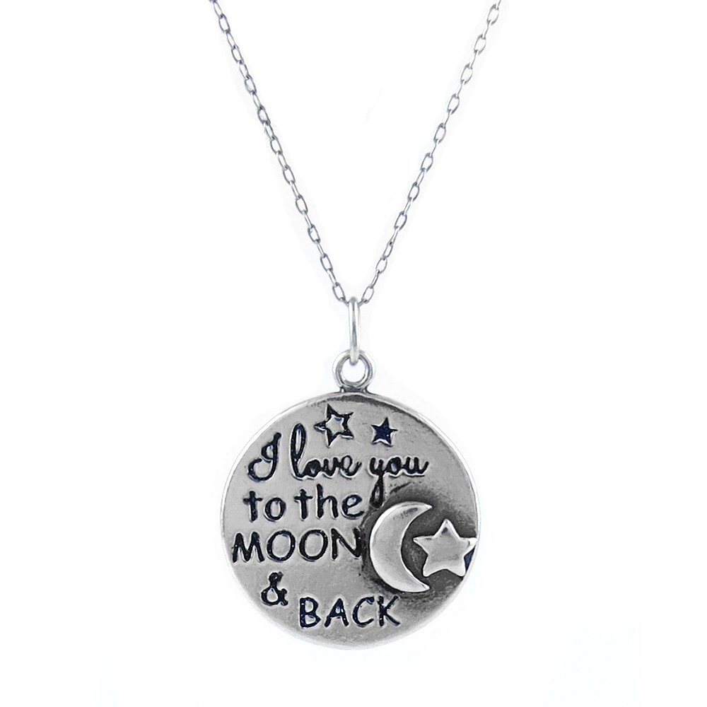 Italian 925 Sterling Silver “I Love You To The Moon & Back” Pendant Necklace-18″