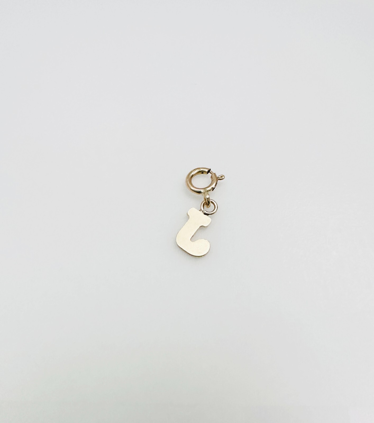 14K Solid Yellow Gold Mini/Very Small ‘J’ Initial Charm Pendant w/Spring Clasp