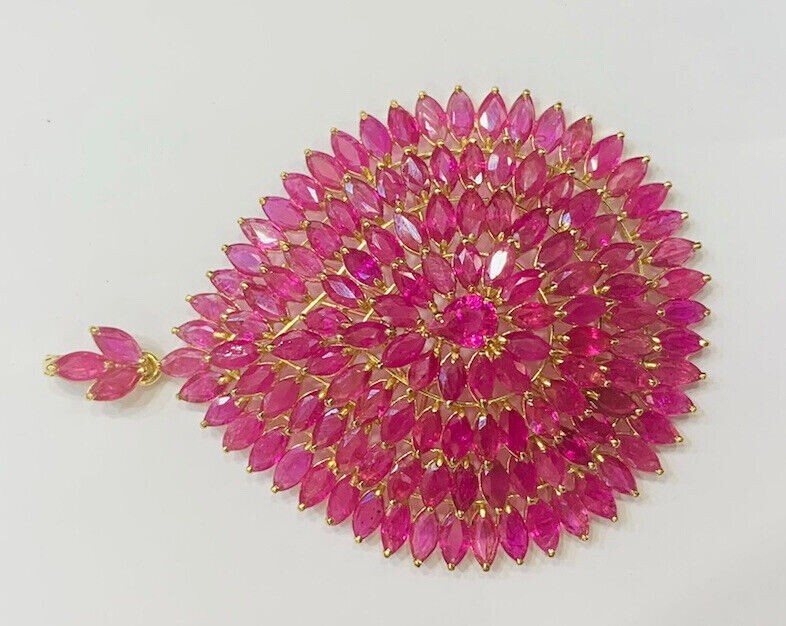 14k Yellow Gold Plated Silver 2Ct Lab Created Ruby Women’s Pendant Marquise Cut
