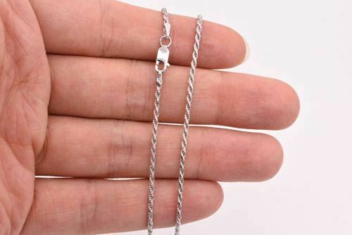 Sterling Silver Necklace Diamond-Cut Rope Chain 1.2mm 925 Sterling Silver Rope