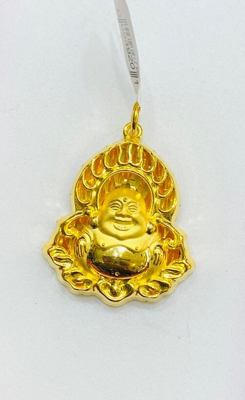 24k Solid Yellow Gold Lucky Buddha Charm Pendant 15.65Grams (Hong Kong )