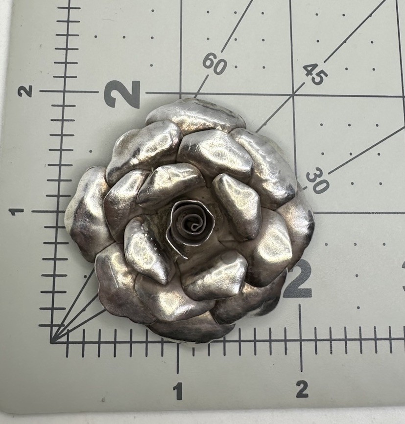 Unique VNT NOS Sterling Silver Handcrafted 3D Flower Pendant Heavy 21g 2”in!