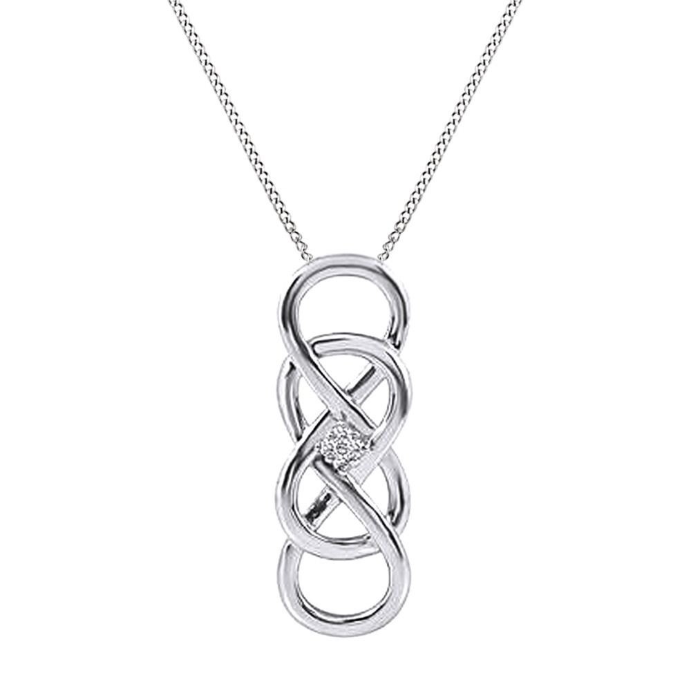 Infinity X Infinity Diamond Pendant in 14K White Gold Plated Silver