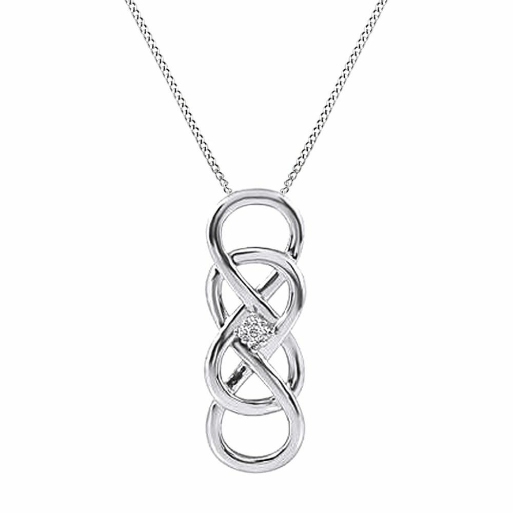 Infinity X Infinity Diamond Pendant in 14K White Gold Plated Silver