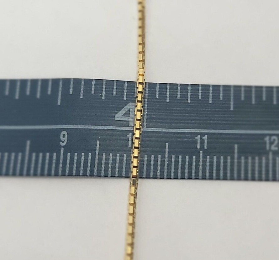 Authentic 14K Solid Yellow Gold Box Chain Necklace 0.55mm-2.5mm All Size 16″-30″