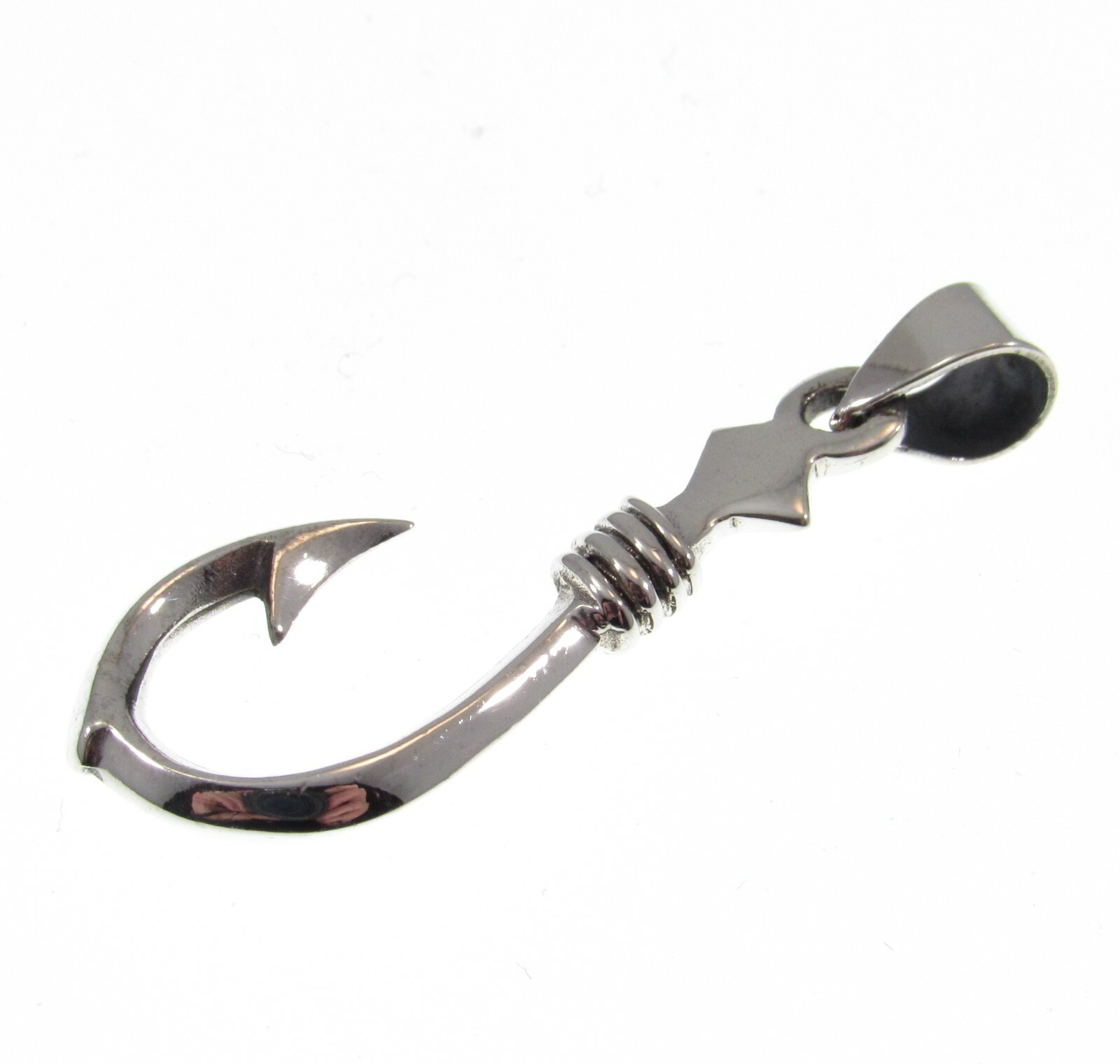 Handcrafted Solid 925 Sterling Silver 3D Nautical Barbed FISH HOOK Pendant