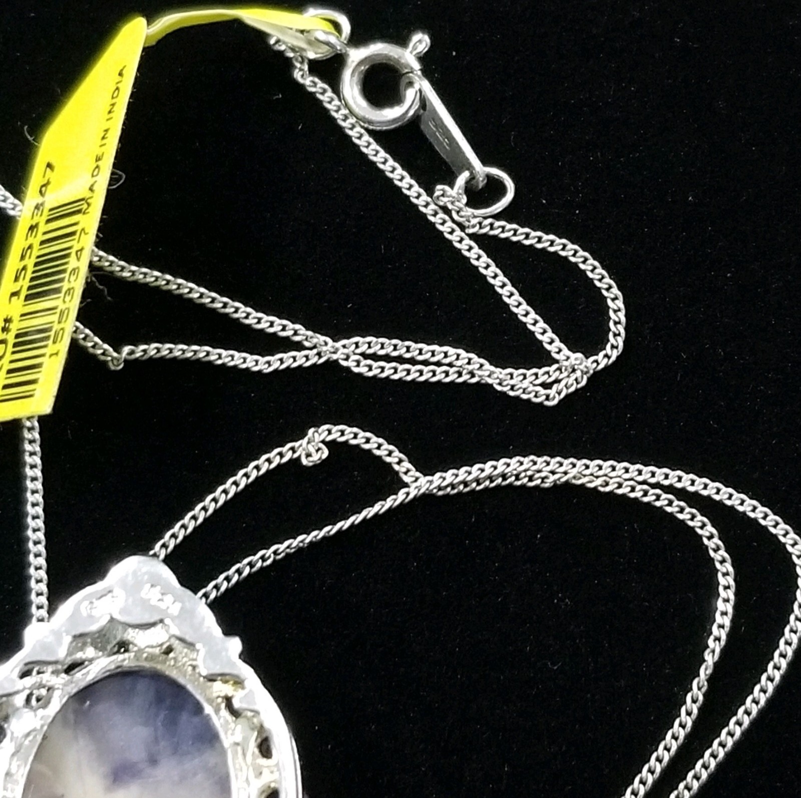 STS Sterling Silver Multiple Amethyst & Gemstone Pendant Necklace 925 10 Inches
