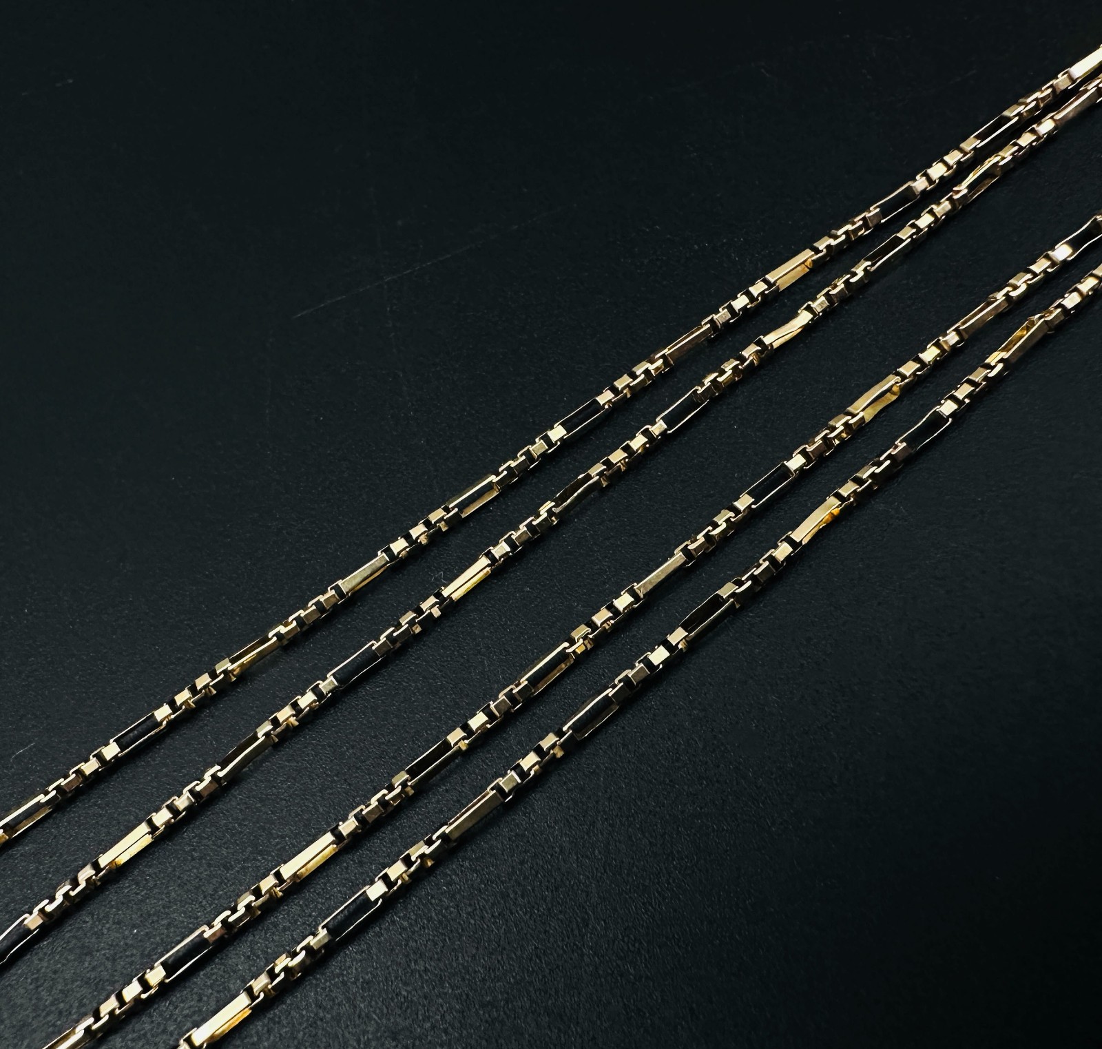 Solid 14K Yellow Gold Figaro Box Link Hybrid Chain Necklace 1.4mm, 24 1/2″, 5.6g