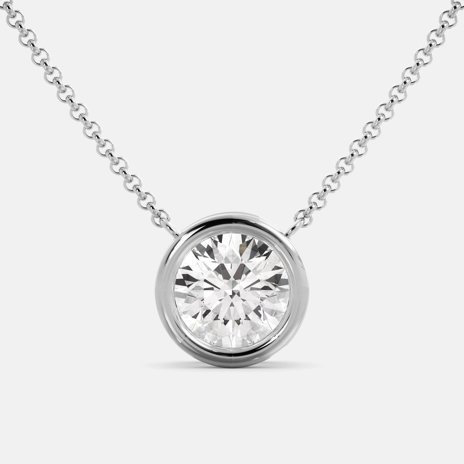 18k Gold Plated Illusion set Round Moissanite Pendant Necklace | For Women