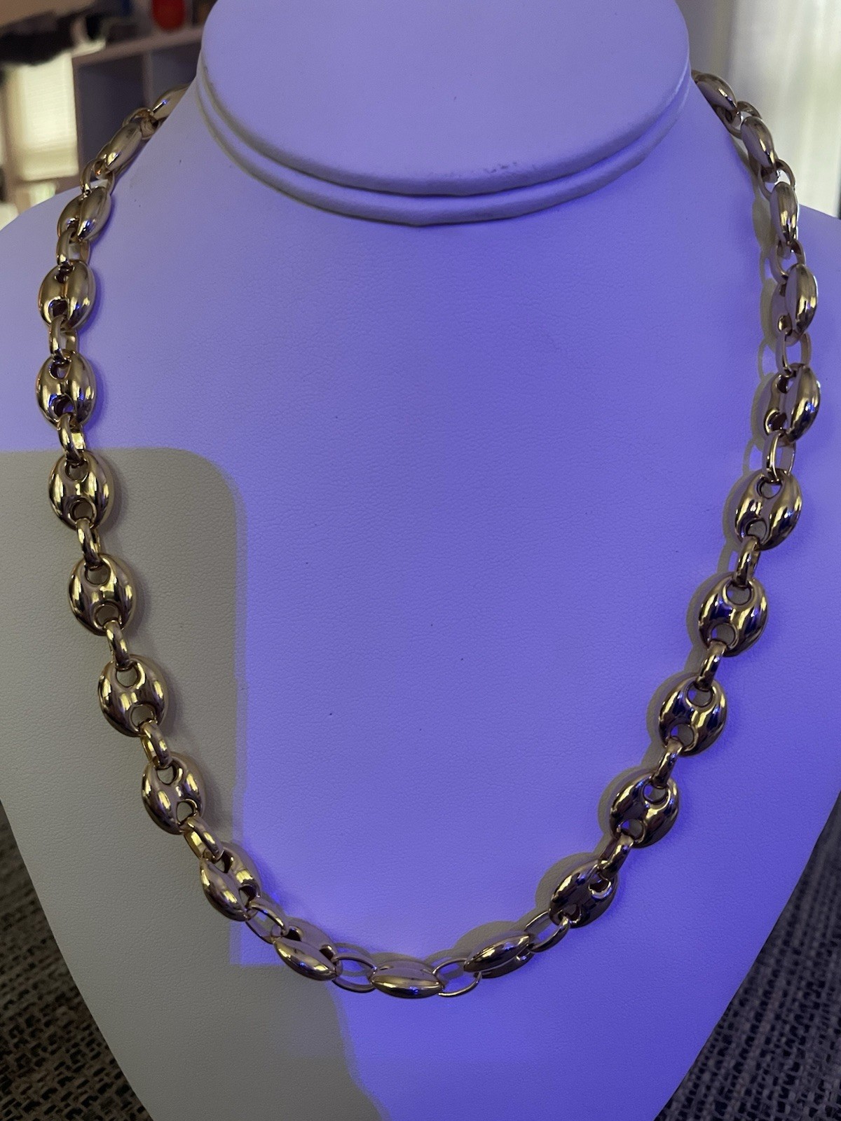 925 Gold Over Sterling Silver Puffy Mariner Chain,
