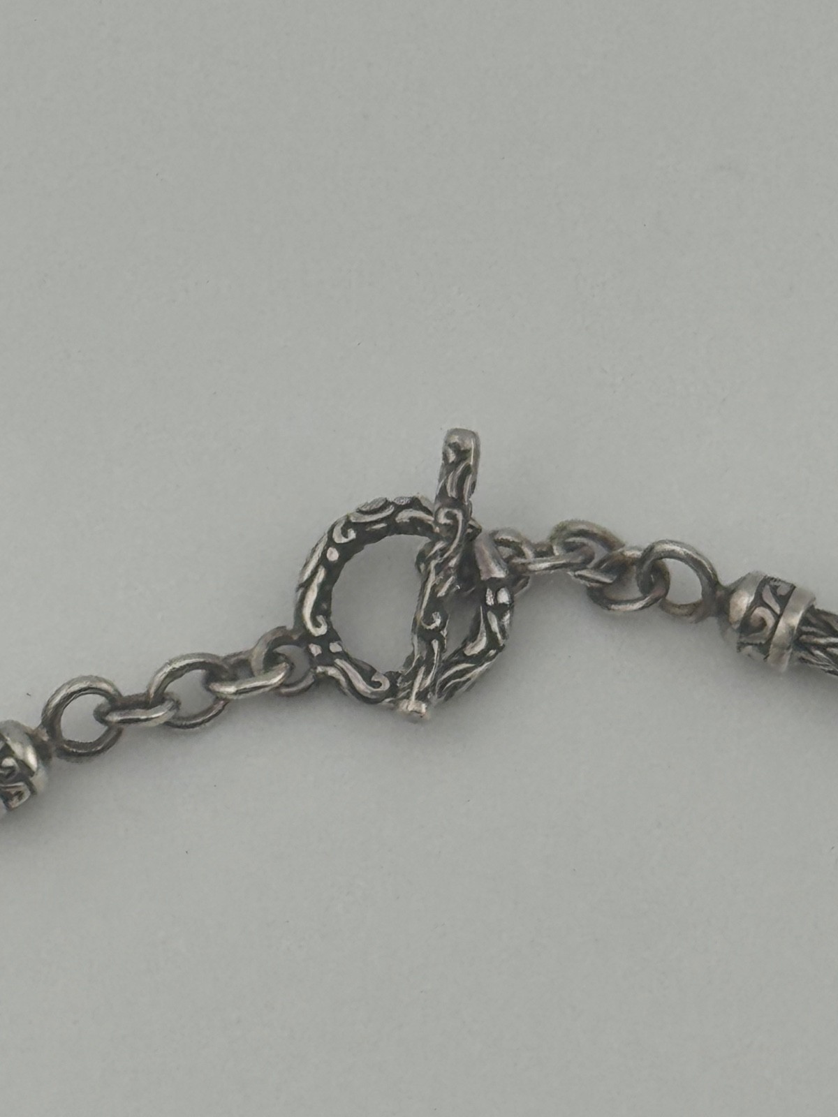 Sterling Silver Heart Necklace Toggle Clasp Signed ATI ID