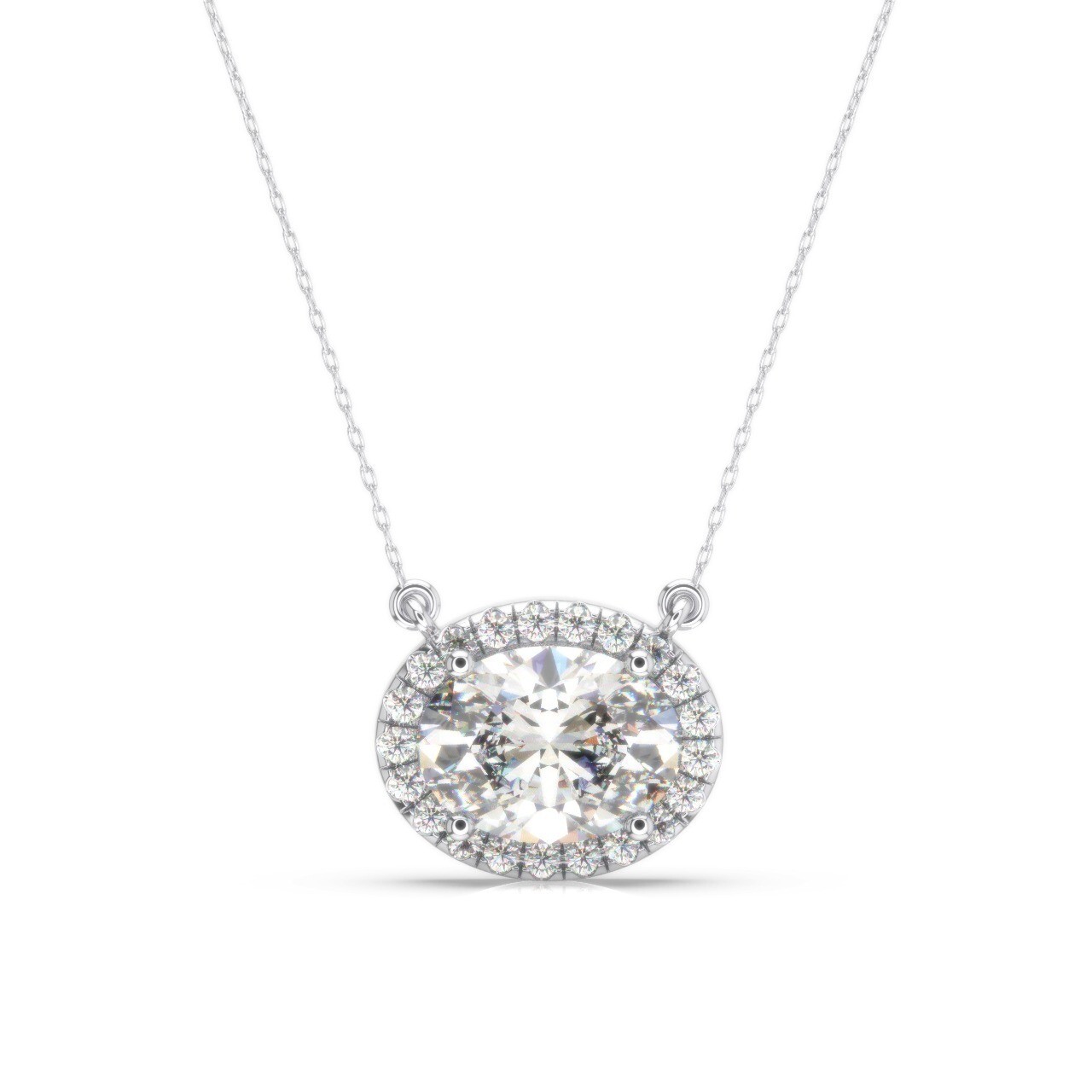 IGI Diamond Pendant IF D Oval 1.65 Carat Lab Created 14k White Gold Eye Clean