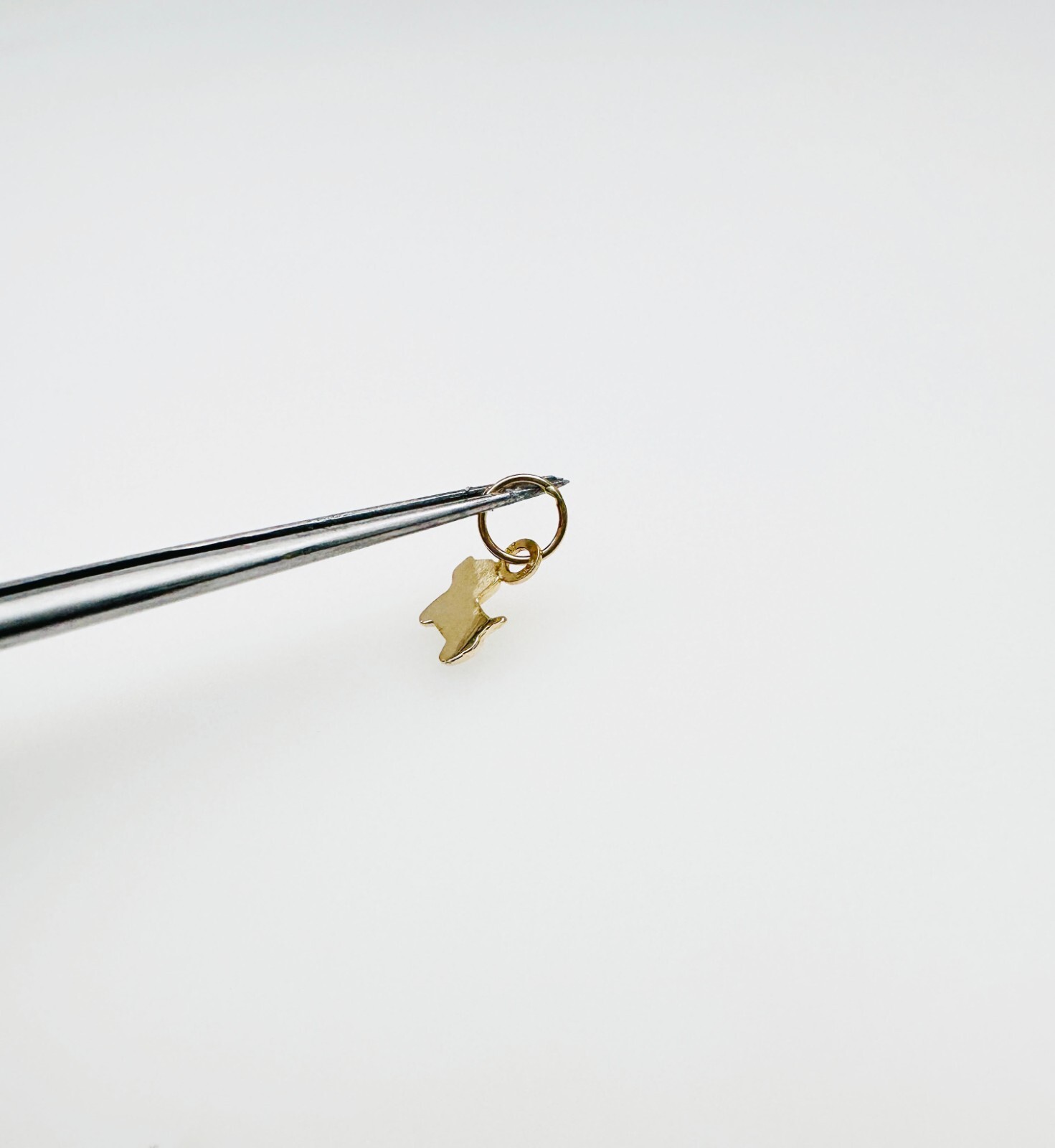 14K Solid Yellow Gold Teeny Tiny – Very Small Dog Puppy Charm Pendant 10x6mm