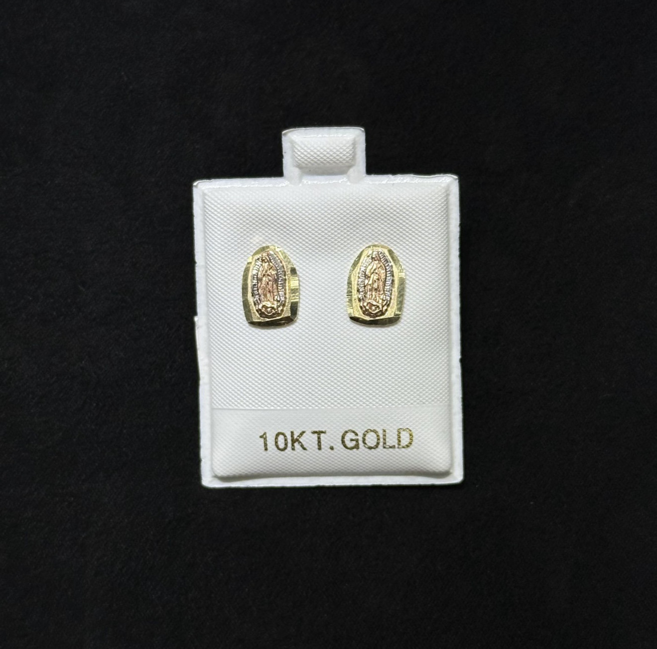 10k Gold Two Tone Mary Earrings with Pushbacks Medium size for Female Male