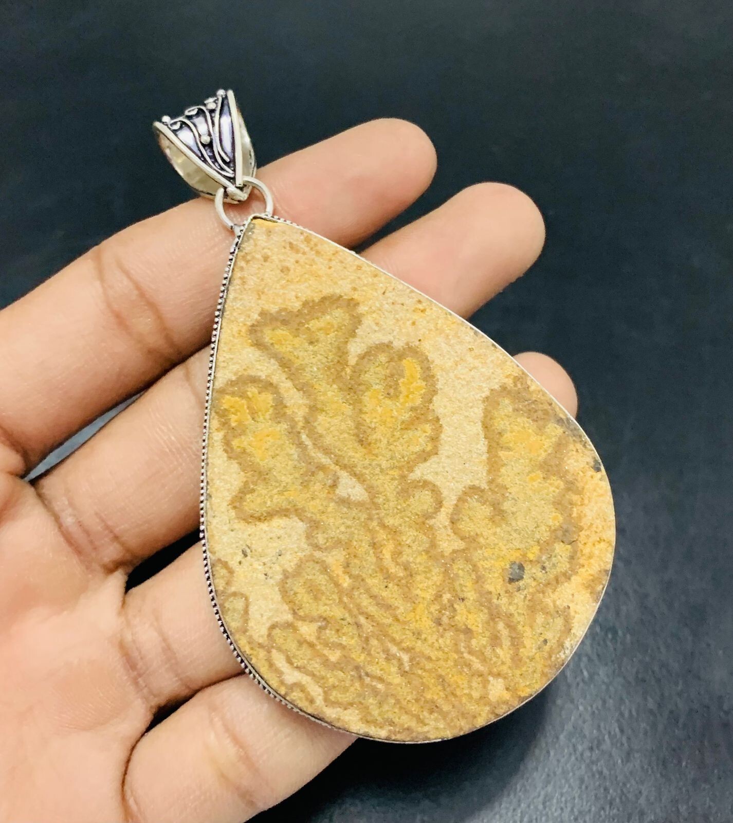 German Dendrite Gemstone 925 Sterling Silver Handmade Pendant Jewelry Gift For