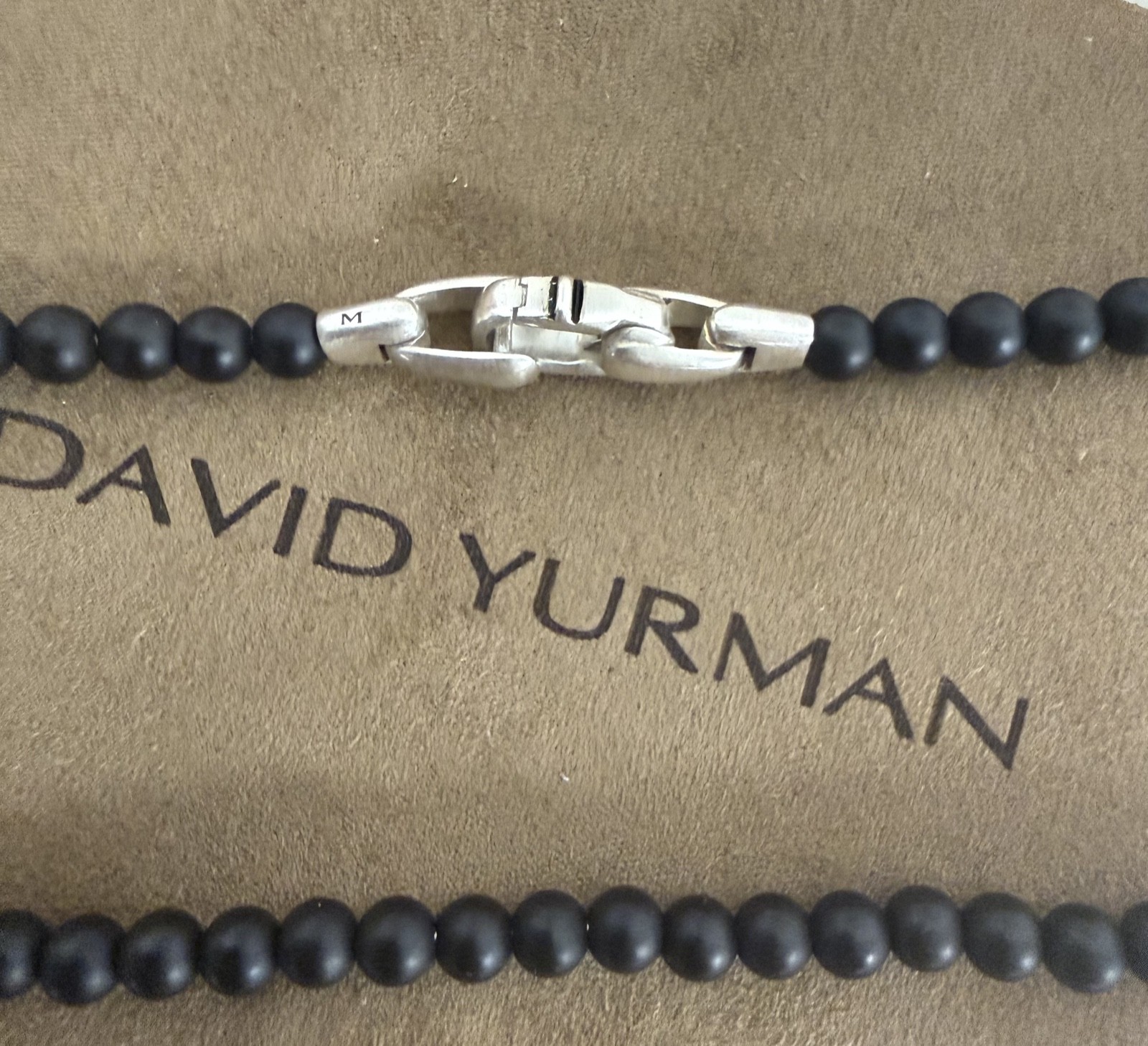 David Yurman .925 Sterling Silver Beads Black Onyx 4mm Necklace 26″