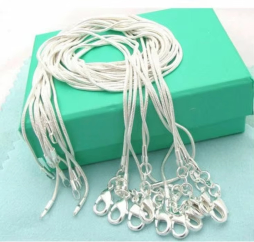 10PCS LOT Wholesale 925 Sterling Silver 16/18/20/22/24/26/28/30 Inch 1Mm Snake C