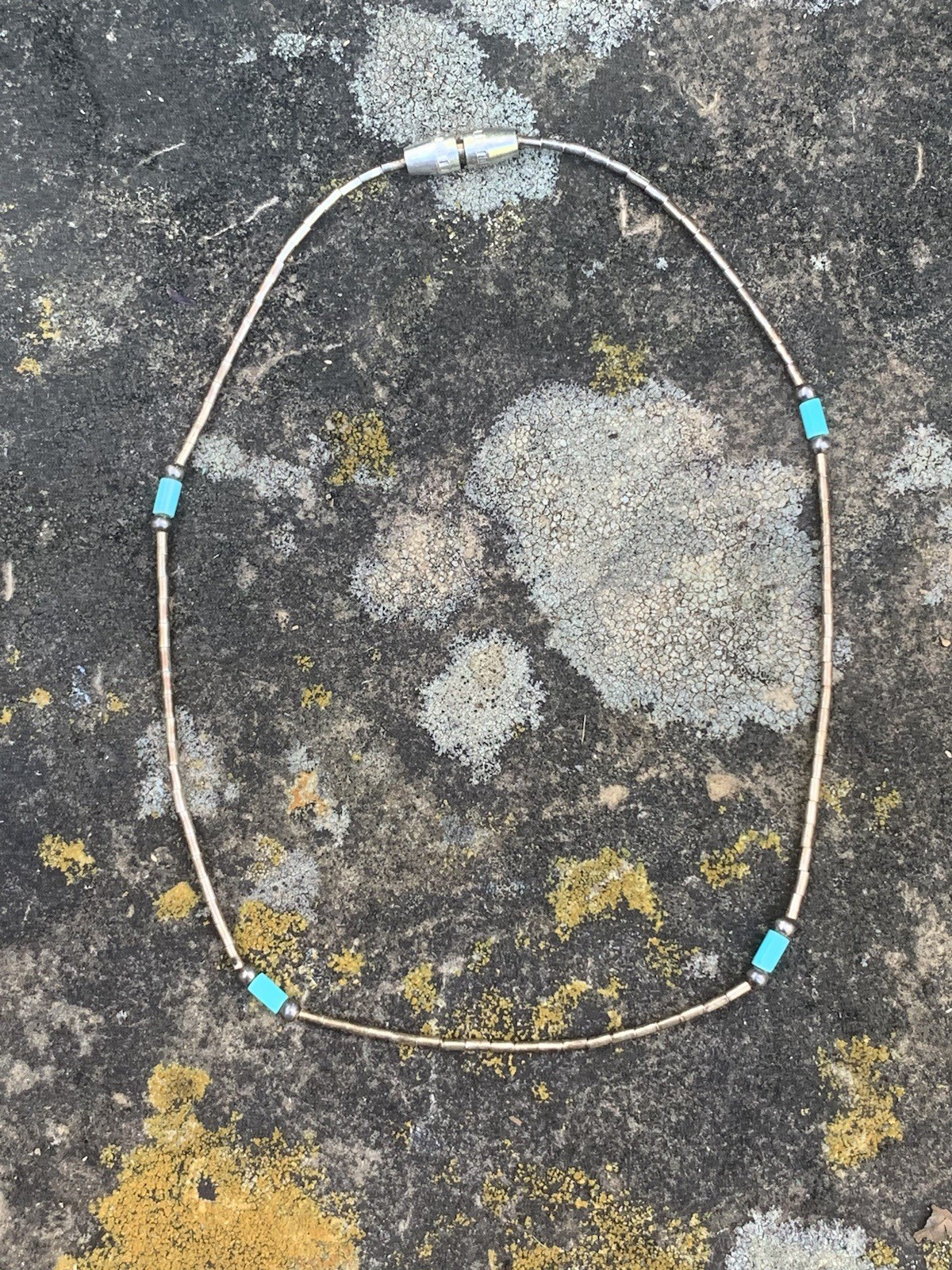 Vintage 925 liquid silver Turquoise Nuggets 16” necklace with 9.5” beaded Anklet