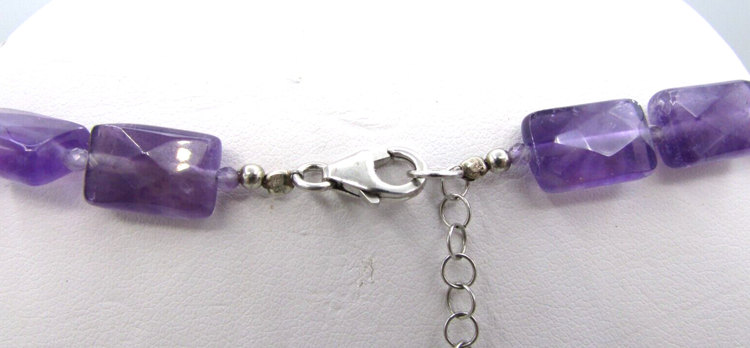 9mmx 13mm BBJ ADJUSTABLE BEADED AMETHYST 30″ STERLING 925 NECKLACE NWOT NK10