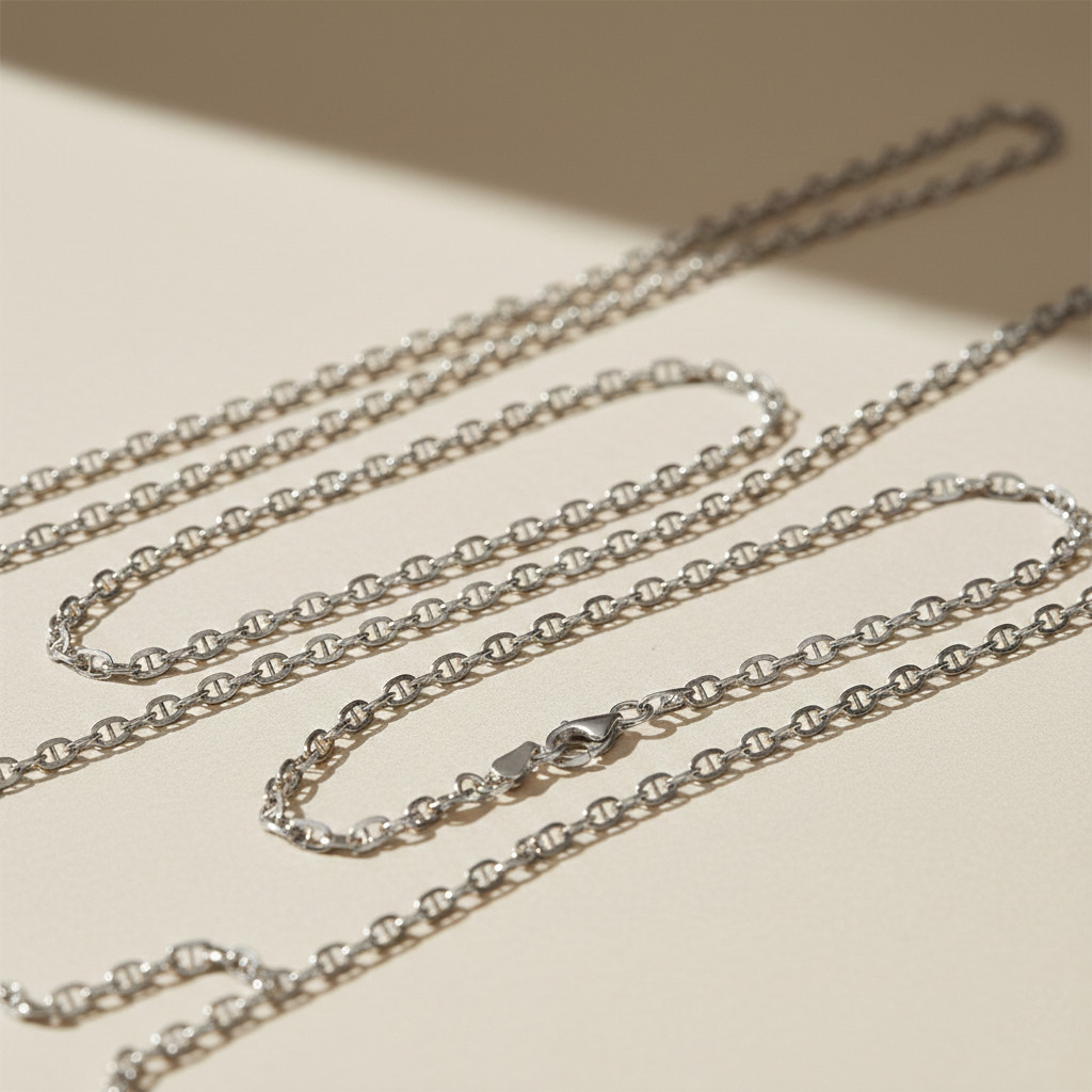 Solid 925 Sterling Silver 2.75mm Anchor Mariner Chain Italian Necklace 16″-20″