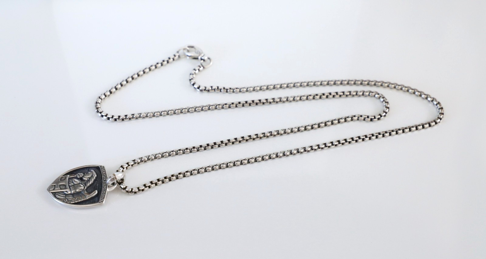 Men’s David Yurman Saint Michael Pendant Amulet with w/ 2.7mm Box Necklace