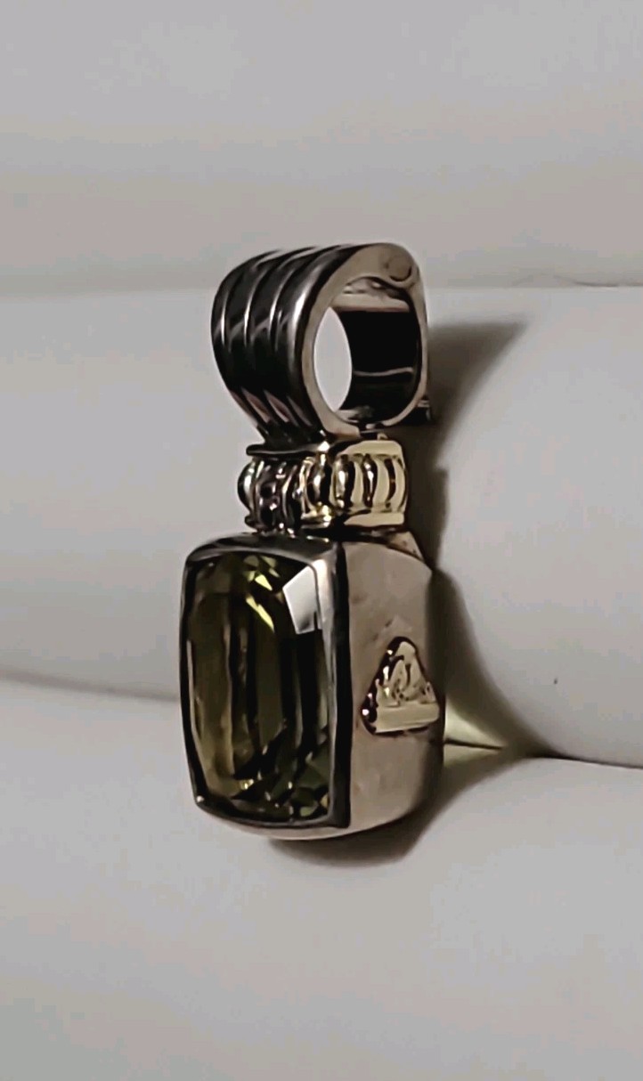 Lagos Caviar Pendant Sterling Silver & 18k Yellow Gold w/ Faceted Citrine
