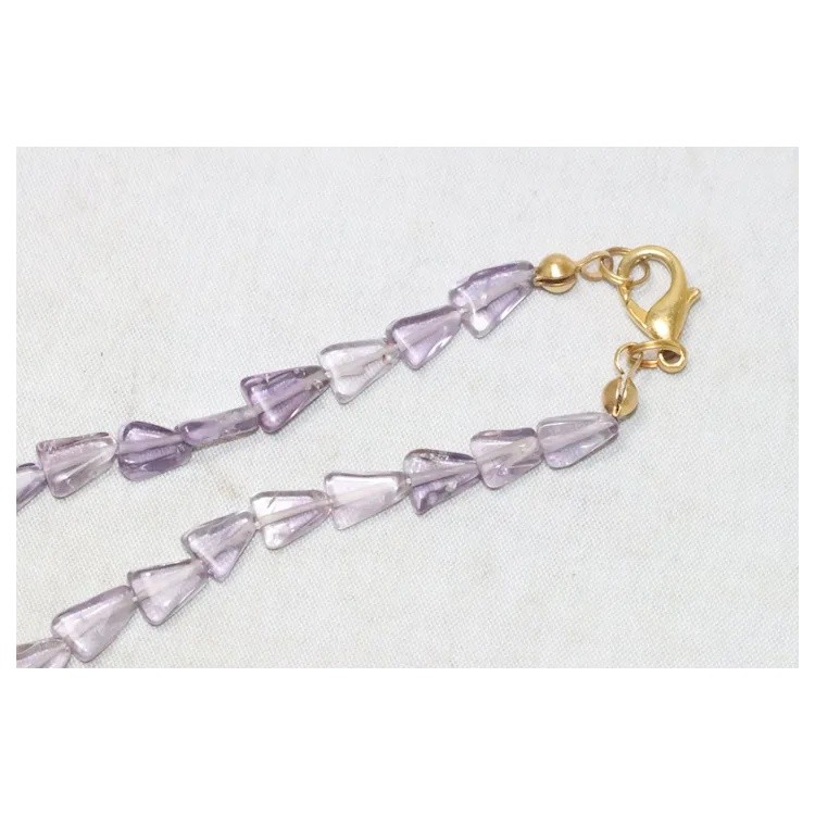 Vintage Triangle Amethyst Stone Beaded Necklace