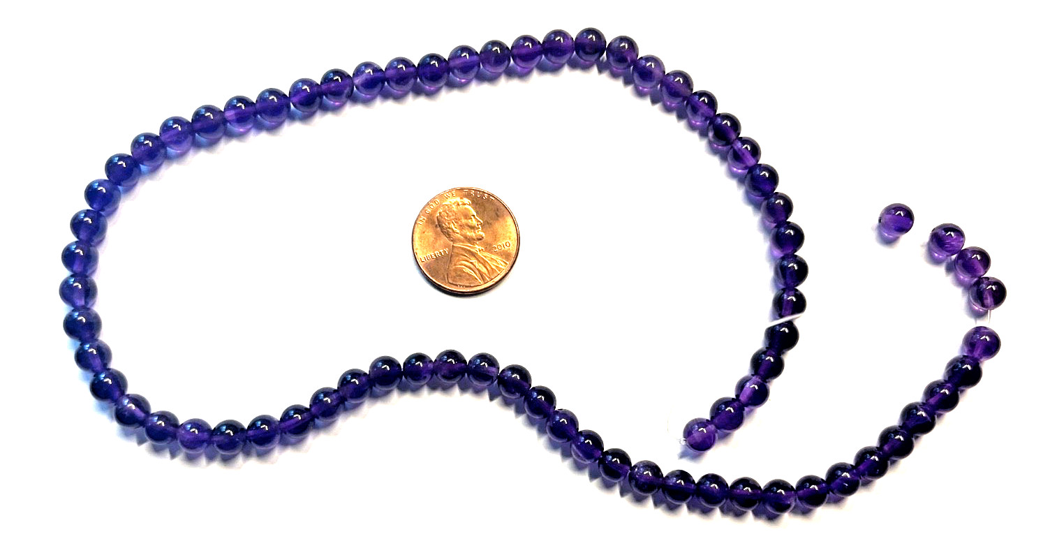 ONE STRAND 6 MM SMOOTH PURPLE AMETHYST BEADS 15.5″ BELOW WHOLESALE!!!