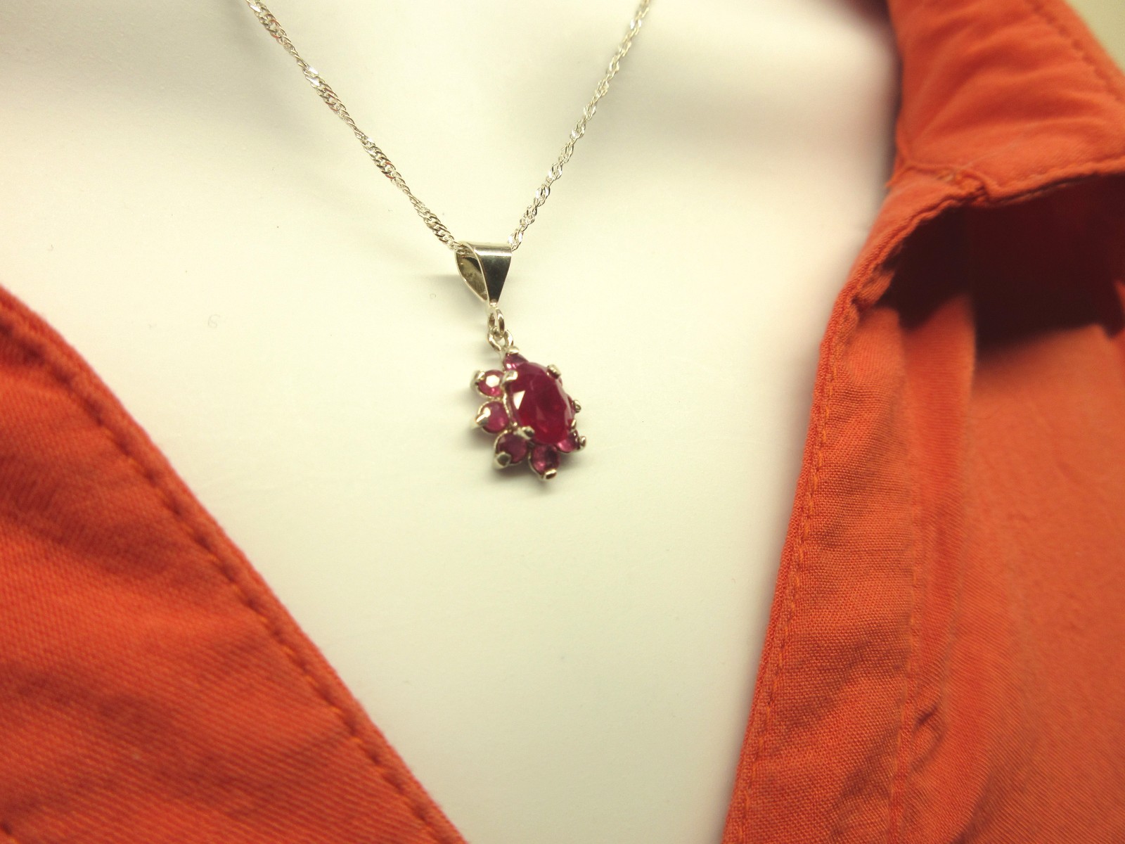 RUBY NECKLACE – Genuine Handmade Rich Red 925 Sterling Silver with Ruby Accents