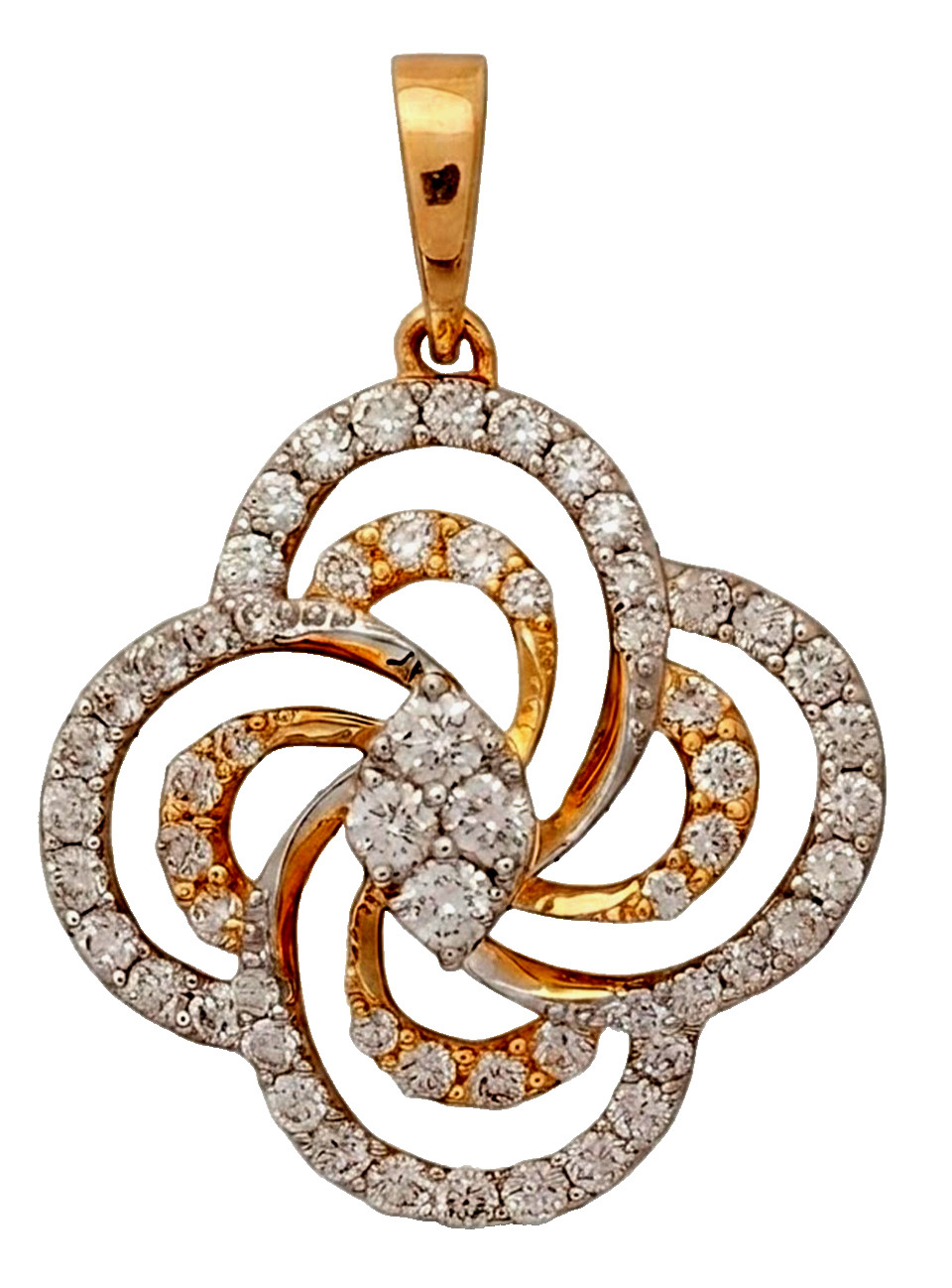 1.22ct Natural round diamond 14k BIS Hallmarked solid yellow gold Pendant
