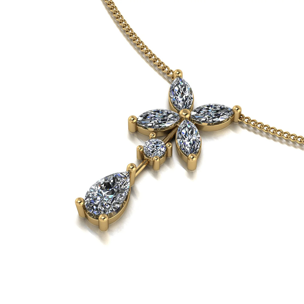 Diamond Pendant GLI HRD Pear 0.50 Ct Lab Created 18k Yellow Gold Womens Necklace