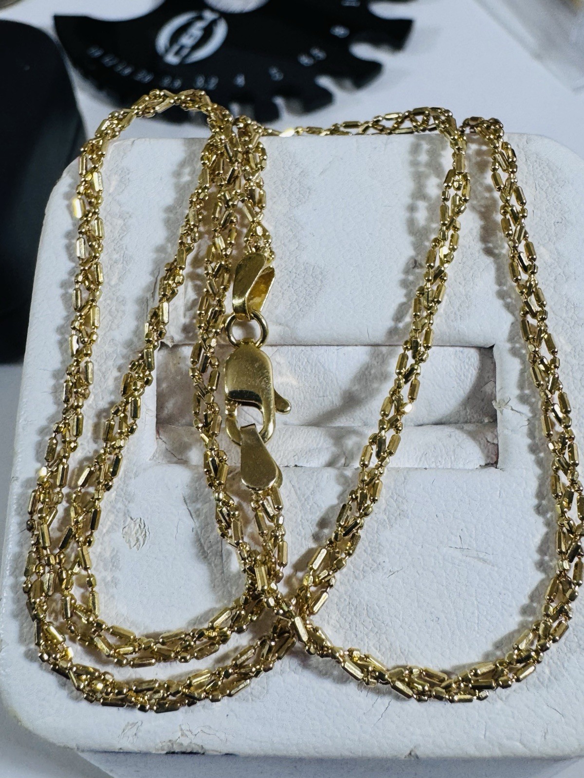 SOLID 18K 750 Gold Beads Chain Necklace 16”/16.5” Long 5.2g 2.5mm Choker WOMENS