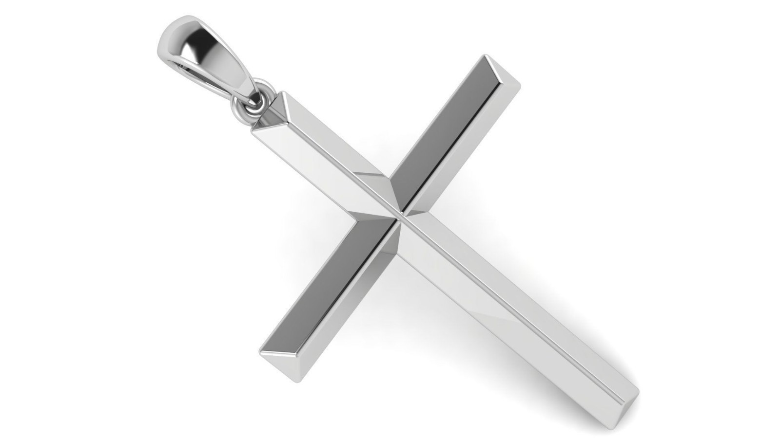 Triangle Bar Cross Pendant 999 Fine Silver 30mm Handmade USA