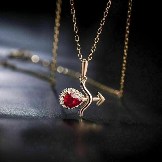 1.Ct Pear Cut Simulated Red Ruby Diamond Women’s Pendant 14K Rose Gold Plated