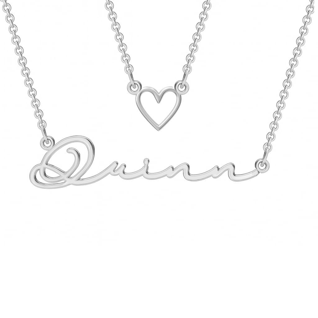 Valentines Gifts Personalized Nameplate Heart Layer Necklace Pendant for Women
