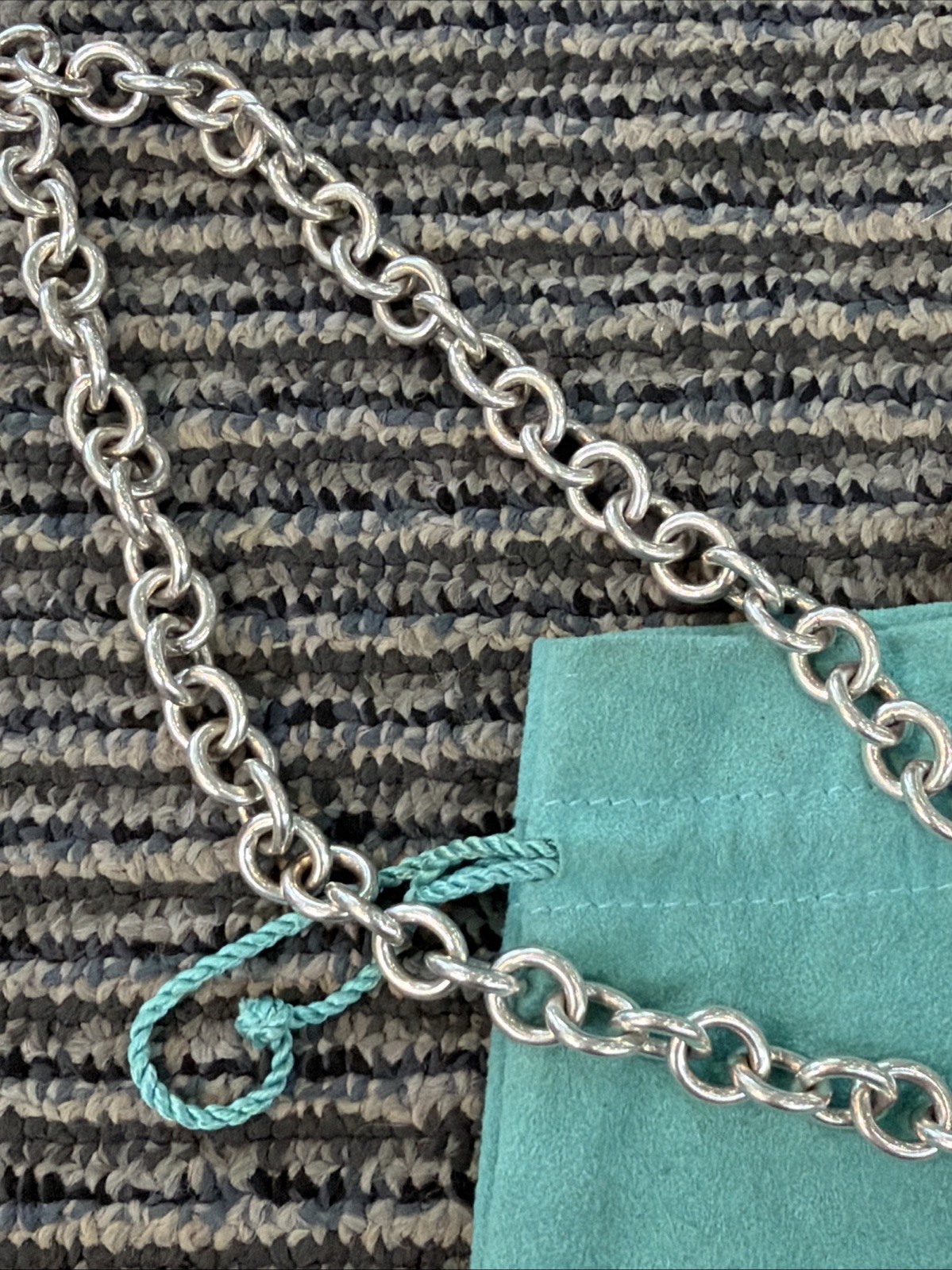 Authentic Tiffany & Co. Return to Tiffany Heart Tag Toggle Necklace 16” W/ Pouch